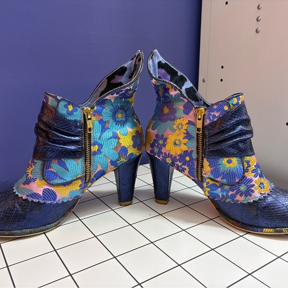 Irregular Choice Blue Floral Heeled Boots - Picture 4 of 10